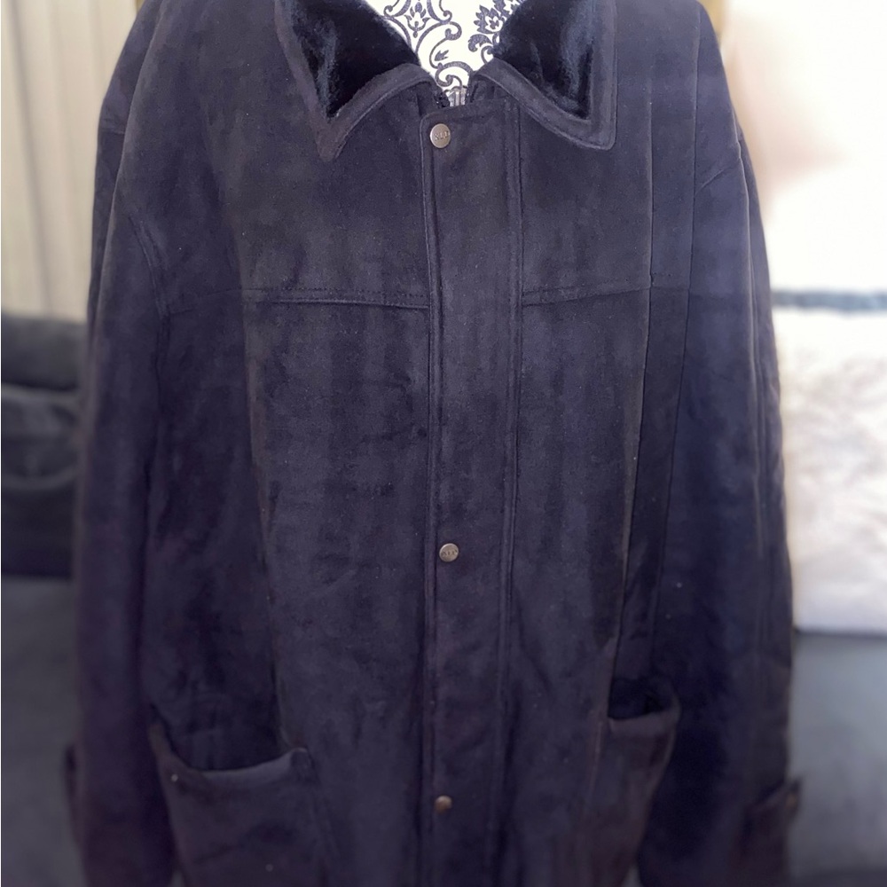 Men's Black Faux Suede / Fur Lined  Jacket Size 4X